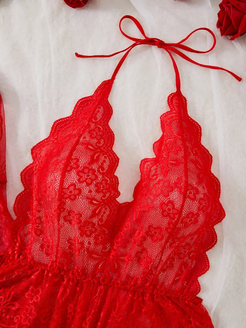 Viktoria | Spitzen Body mit tiefem Ausschnitt