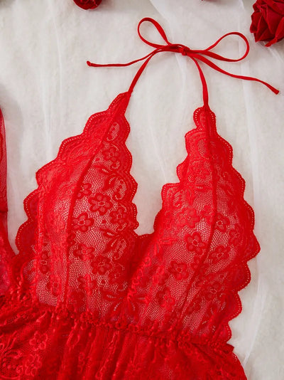 Viktoria | Spitzen Body mit tiefem Ausschnitt