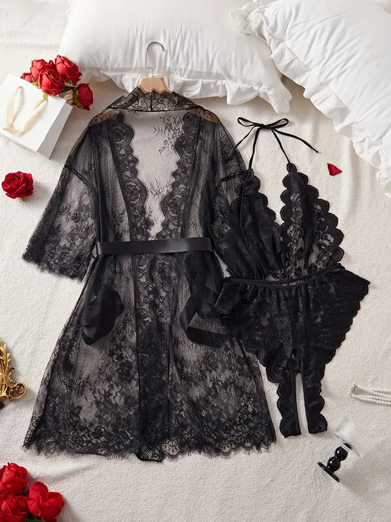 Viktoria | Spitzen Body mit tiefem Ausschnitt